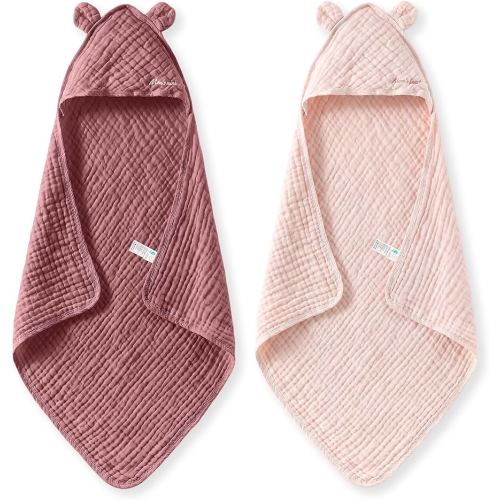Amazon.com : Momcozy Baby Towels, 6-Layer 100% Cotton Muslin Hooded Baby Towel Set for Newborn, Infant & Toddler, Soft Absorbent Baby Bath Essentials, Large 32 x 32 Inch : Baby
