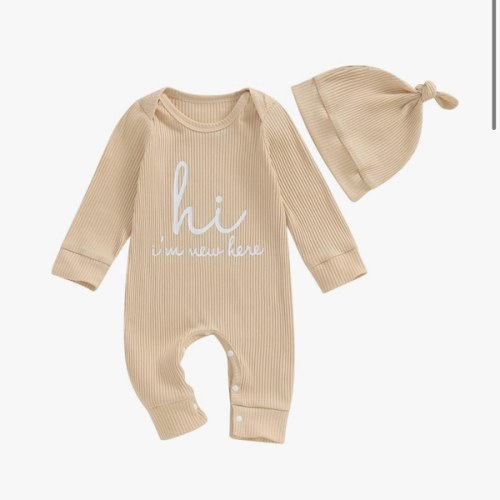 MERSARIPHY Newborn Baby Boy Girl Clothes Hi I'm New Here Coming Home From Hospital Outfits Gender Neutral One Piece Romper