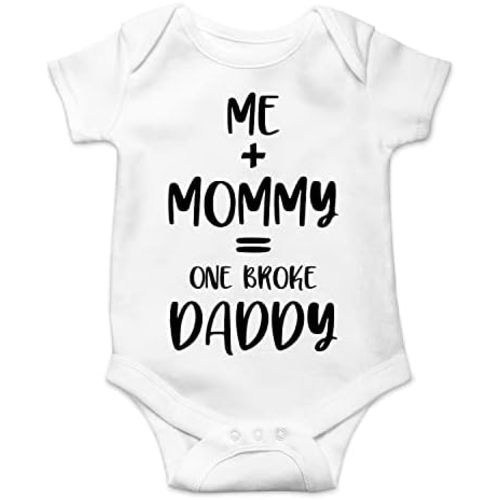 Belle Homie Me + Moomy = One Broke Daddy - Funny Baby Essentials Bodysuit - Newborn Baby Girl Clothes
