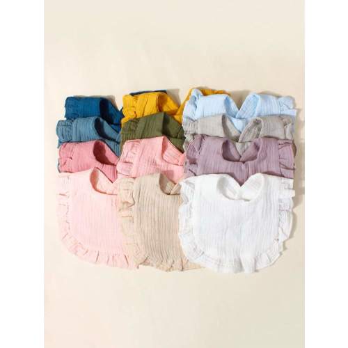 12pcs Newborn Candy Color Soft Breathable Muslin Bibs Set, Cute Baby Drool Cloths, Suitable For Daily Use All Seasons, Comfortable Fabric | SHEIN USA