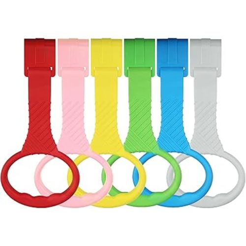 6PCS Playpen Baby Pull Up Rings - Premium Baby Handles for Play Pen Standing Up - Plastic Walking Exercises Assistant Rings for Infants Babies Toddler - Ergonomic Handles - 6 Colors