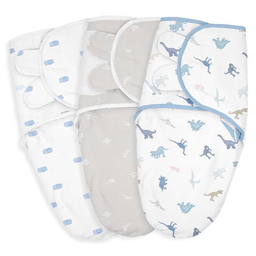 Gllquen Baby Organic Cotton Swaddle 3-Pack for 0-3 Months Newborn Infant Boys Girls, Dinosaur Land