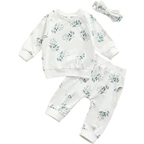 0-24M Flower Newborn Infant Baby Girl Clothes Set Long Sleeve Sweatshirts Tops Pants Outfits