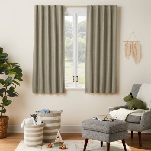 63" Blackout Chambray Cotton Kids' Panel Green - Pillowfort™