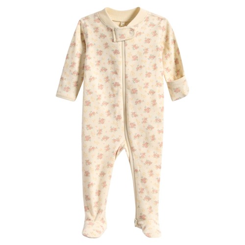 Floral Organic Cotton Zip Footie