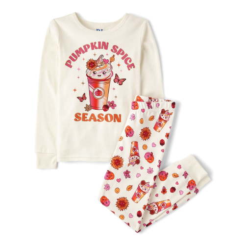 The Children's Place Girls Snug Fit Pumpkin Spice Season Cotton PJs, Sizes 4-16