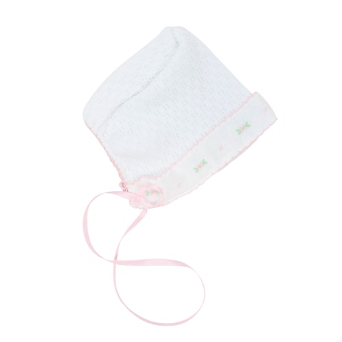 Paty Knit Bonnet with Swiss Floral Trim
