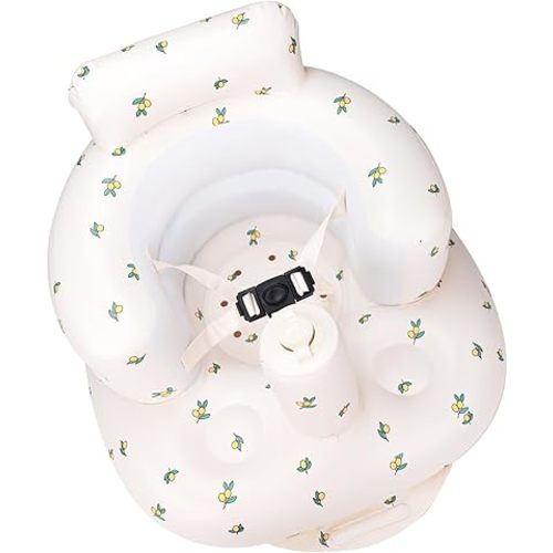 Upgraded AirSwim Inflatable Baby Seat for Babies 3 Months and Up, Inflatable Baby Chair with 3-Point Harness, Summer Toddler Chair for Sitting Up, Portable Infant Floor Sofa, Orange-Belt