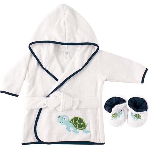 Luvable Friends Unisex Baby Cotton Terry Bathrobe, Turtle, One Size