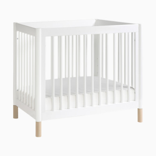 babyletto Gelato 4-in-1 Convertible Mini Crib - White Finish With Washed Natural Feet