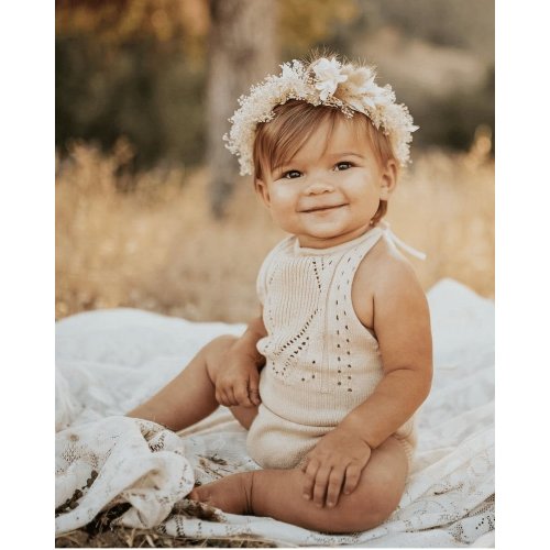 Drake Crochet Halter Romper - Vanilla Cream