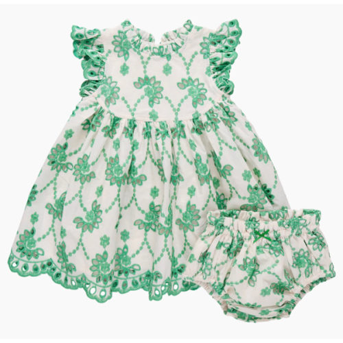 Baby Girls Cynthia Dress Set - Kelly Green Eyelet – Pink Chicken