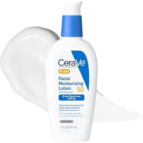 CeraVe AM Facial Moisturizing Lotion SPF 50, Face Moisturizer with SPF, 3oz