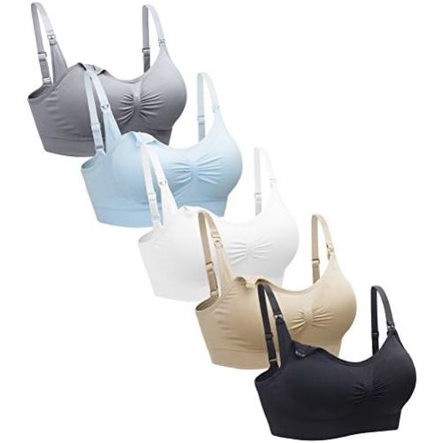 Suekaphin 5PACK Nursing Bra Wireless Bra Women's Sleeping Maternity Bra Breastfeeding Bra