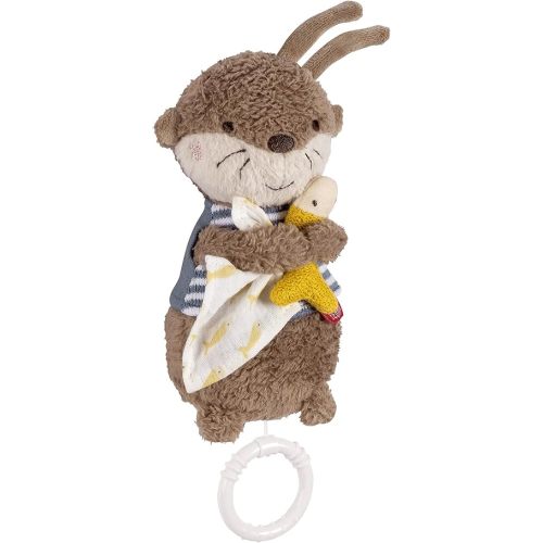 Mini Music Box Otter, Plush and Sleep Aid, Rope with Soft Melody Brahms Cradle Song That Soothes in Any Situation, From 0 Months