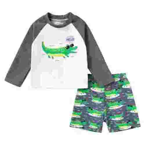 Younger Tree Toddler Baby Boys Swimsuits Trunk Rashguard Long Sleeve Top Shorts Two Pieces Bathing Suit Swimwear Outfit for 6-9 Months