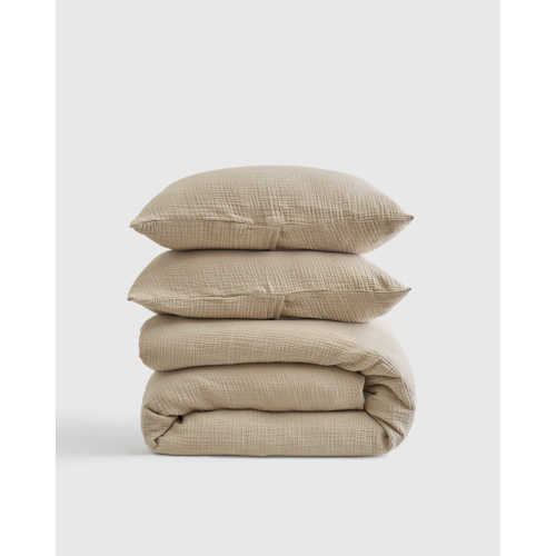 Organic Airy Gauze Duvet Cover Set in Dune