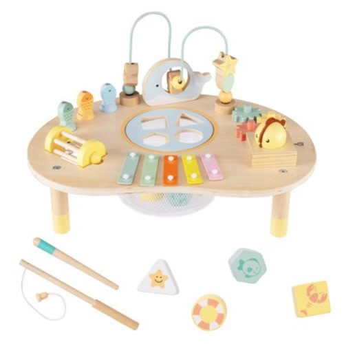 Costway 7-in-1 Toddler Activity Table with Bead Maze, Fishing Game, Xylophone, Music Box