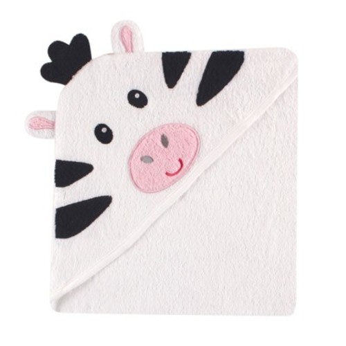 Luvable Friends Baby Unisex Cotton Animal Face Hooded Towel, Zebra, One Size