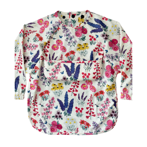 Bavette imperméable à manches longues avec poche : Jardin de fleurs de campagne