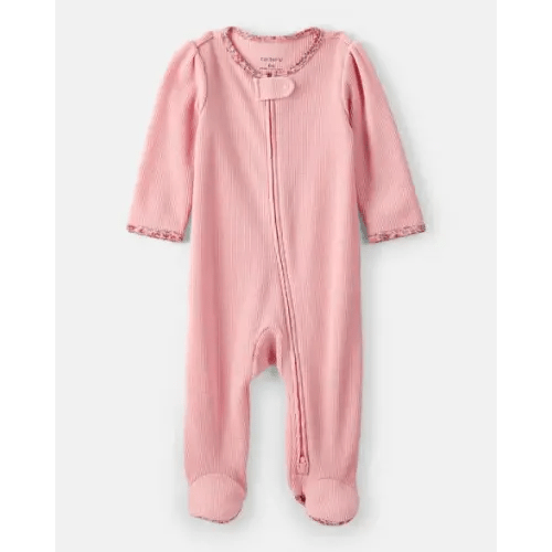 Baby Girl Cotton Long-Sleeve 2-Way Zip Sleep & Play Pajamas - Pink | Carter's
