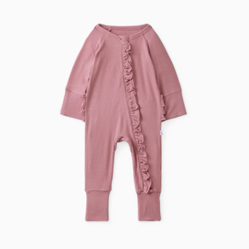 Ruffle Zippy Footie - Rosewood