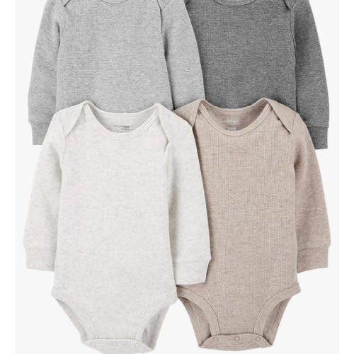 Simple Joys by Carter's Baby 4-pack Soft Thermal Long Sleeve Bodysuits