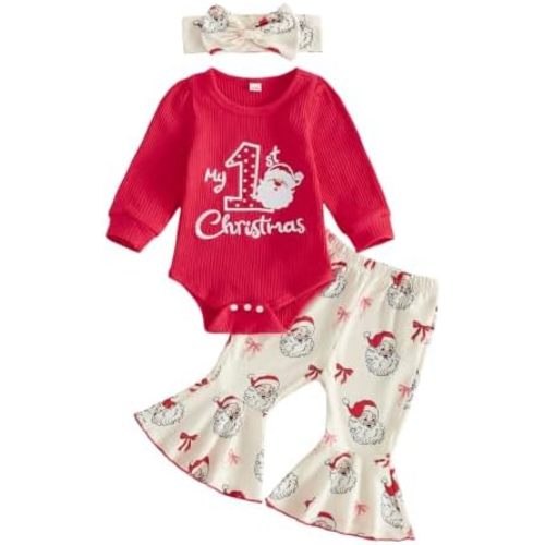 Newborn Baby Girl Clothes Fall Winter Romper Flared Pants Set
