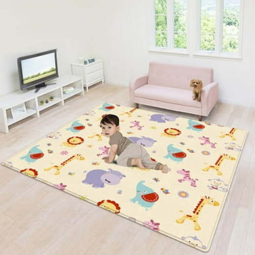 Blukids Baby Play Mat - Foldable Baby Crawling Mat - Reversible Baby Play Gym Mat Non-Slip Waterproof Neutral Nursery or Playroom for Babies Infants Toddlers(White)