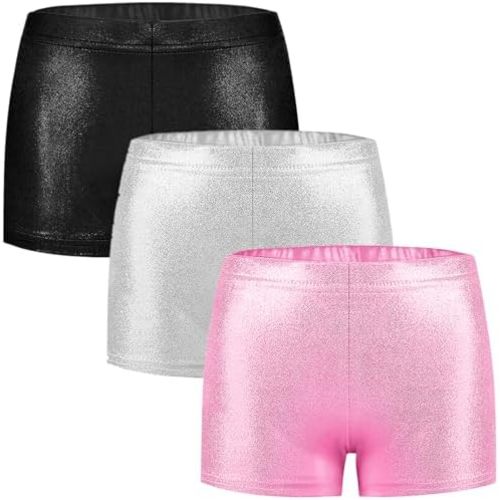 Girls Dance Short for Gymnastics Athletic Shorts Sparkle Glitter Tumbling Bottoms