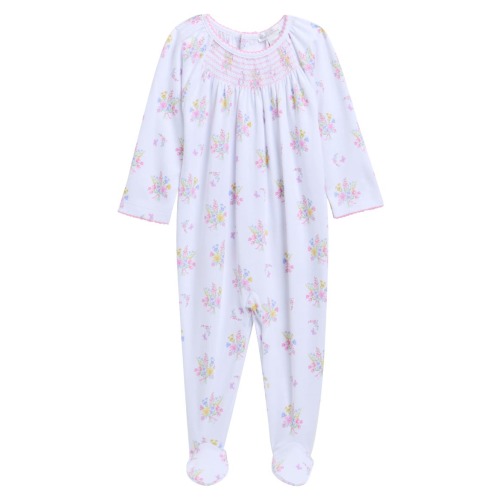Floral Smocked Pima Cotton Footie, 3-6M