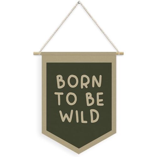 Playroom Wall Decor,Boys Nursery Decor,Born To Be Wild Pennant Banner Wall Hanging Flag for Kids Room Playroom Bedroom Nursery Camper Safari Themed Nursery Decor