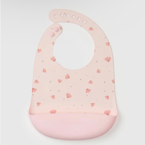 Silicone Bib Printed - Pink Seashells