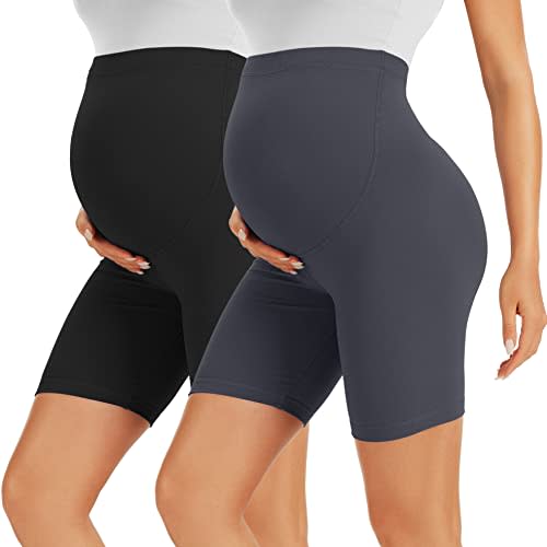 BONVIGOR Buttercloud Maternity Shorts Over The Belly 5"/8" | Adjustable Waistband, Ultra-soft, Pregnancy and Postpartum, Maternity Biker Shorts for Yoga, Athletic, Casual, Lounge