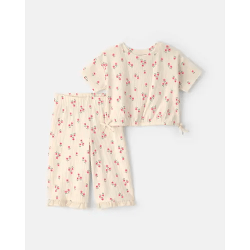 Baby Girl 2-Piece Short-Sleeve Top & Pant Set - Cream | Carter's