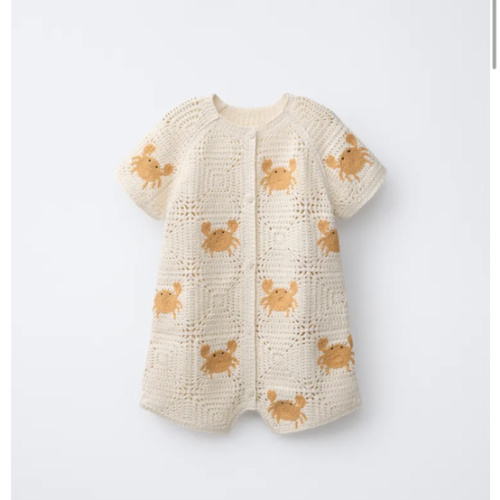 CRAB PRINT KNIT SHORT JUMPSUIT - Ecru | ZARA United States