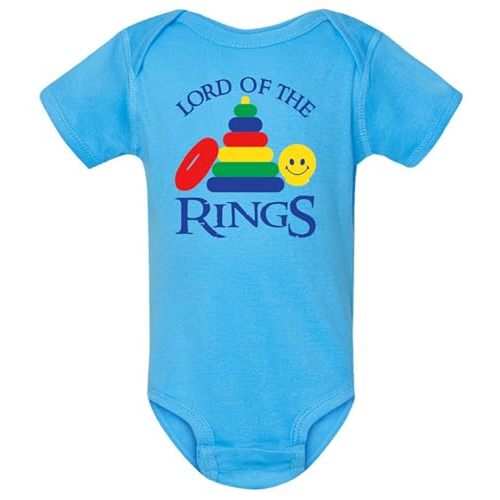 Gina Lou Printed - Lord Of The Rings - Aqua Color Rompers for Baby Boys - Crewneck, Short Sleeve Bodysuits