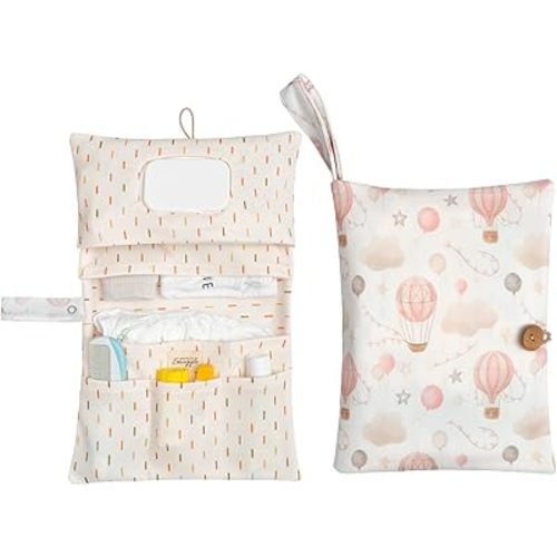 Baby Diaper Bag Organizer, Portable Baby Essentials Storage Pouch for Parents and Caregivers, Organizer Insert for Stroller and Handbag, Machine Washable (Balloon)