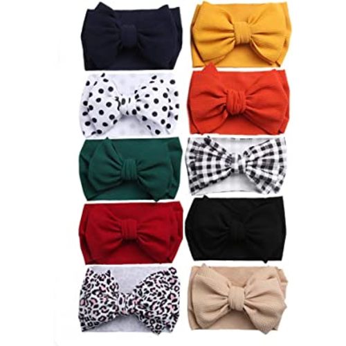 KIDOCHEESE Big Bows Baby Girl Headbands with Bows Elastics Nylon Hairbands Oversized Head Wraps Large Hair Bow Hair Accessories for Baby Girls Newborn Infant Toddlers Kids