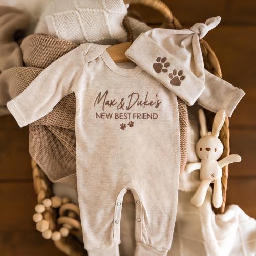 Personalized Dog Name Baby Romper: Embroidered Pet's New Best Friend Outfit