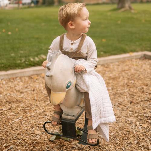 Cotton Muslin Baby Quilt - Tan Gingham – Little Unicorn USA