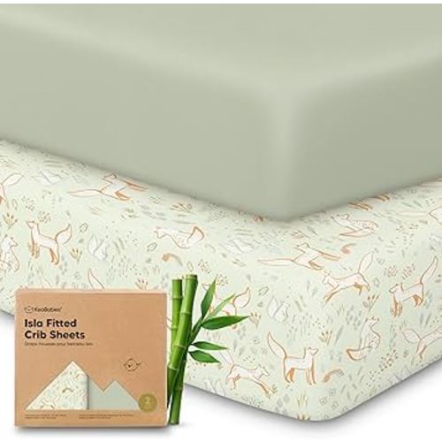 KeaBabies 2-Pack Baby Crib Sheets for Boys, Girls - 52x28 Viscose Derived from Bamboo Toddler Bed Sheets Neutral, Fitted Crib Mattress Cover for Standard Baby Bedding, Soft & Cozy (Foxtrot)