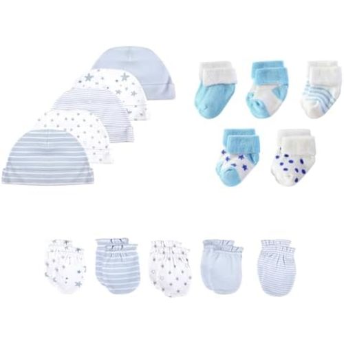 15 Pack Unisex New Born Boy Girls Hats Mittens Socks Sets Cotton Soft Infant Accessory 0-6 Months Baby Essentials