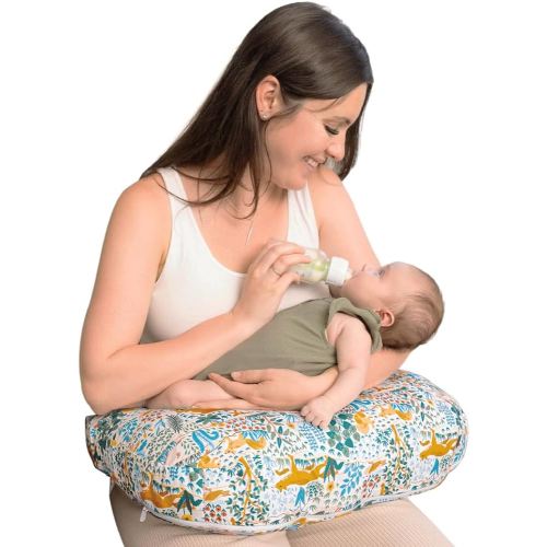 Boppy Nursing Pillow - Ergonomic Bottle & Breastfeeding Pillow with High, Firm, Large Area, Water-Repellent Cushion with Washable Cover; Baby Safety Alliance Verified - Colorful Forest Animals