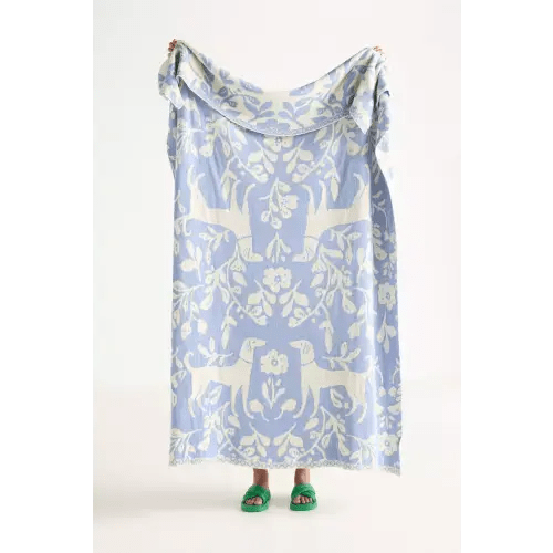 Cotton Knit Floral Animal Throw Blanket | Anthropologie
