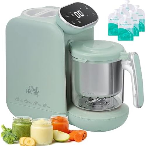 Chefhandy 5-in-1 Baby Food Maker with Stainless Steel Steam Basket, Green