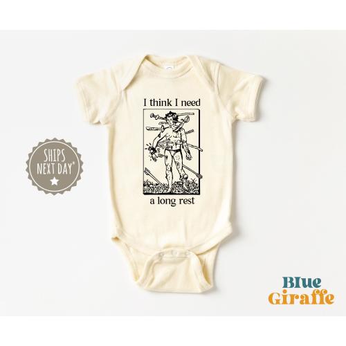 I Think I Need a Long Rest Baby Onesie® - Funny Dnd Baby Bodysuit - Fantasy RPG Infant Outfit - Gamer Baby Gift - Nerdy Baby Clothes
