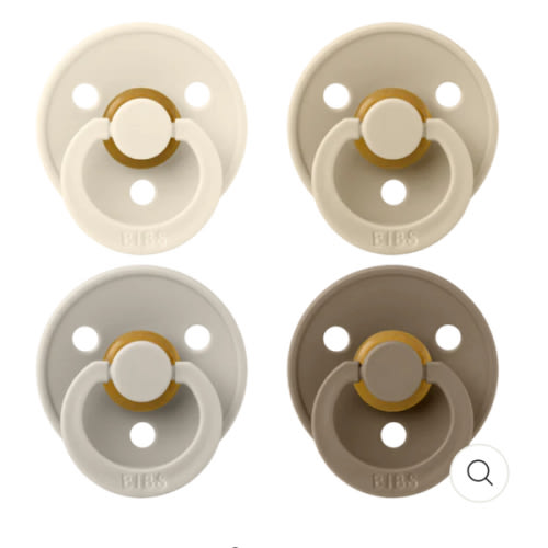 BIBS Colour Round Latex Pacifier 4-Pack (Ivory/Sand/Vanilla/Dark Oak)