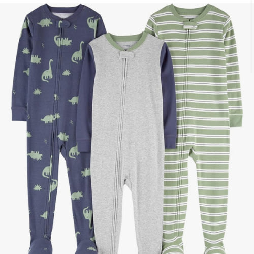 Simple Joys by Carter's baby-boys 3-pack Snug Fit Footed Cotton Pajamas