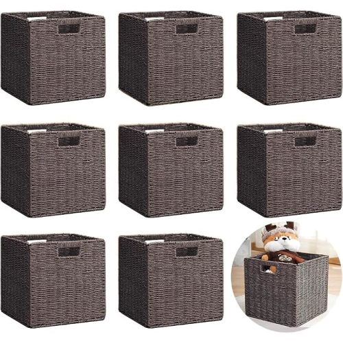 8 Pack 11.8 Inch Wicker Storage Cubes